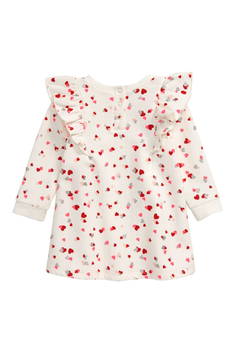 Ruffle Fleece Dress, Alternate, color, IVORY EGRET HEARTS