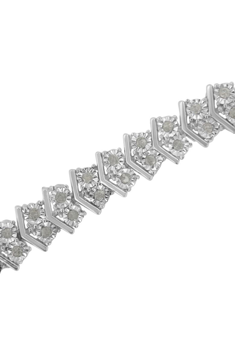 Silver 1.0 cttw Diamond "Arrow" Shape Tennis Link Bracelet, Alternate, color, White