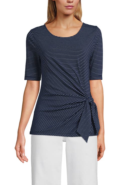 Lightweight Jersey Tie Front Top