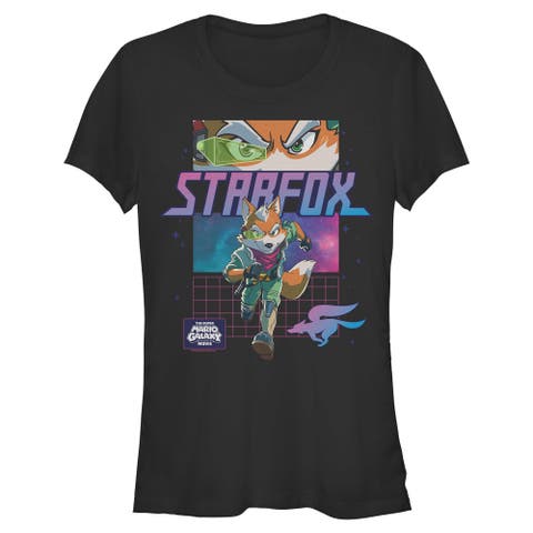 Junior's Anime Fox McCloud Grid Short Sleeve T-Shirt