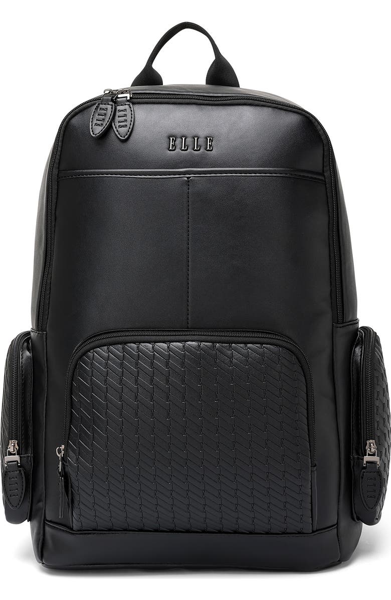 ELLE Leisure Luxe 27L Vegan Leather Backpack, Main, color, Black