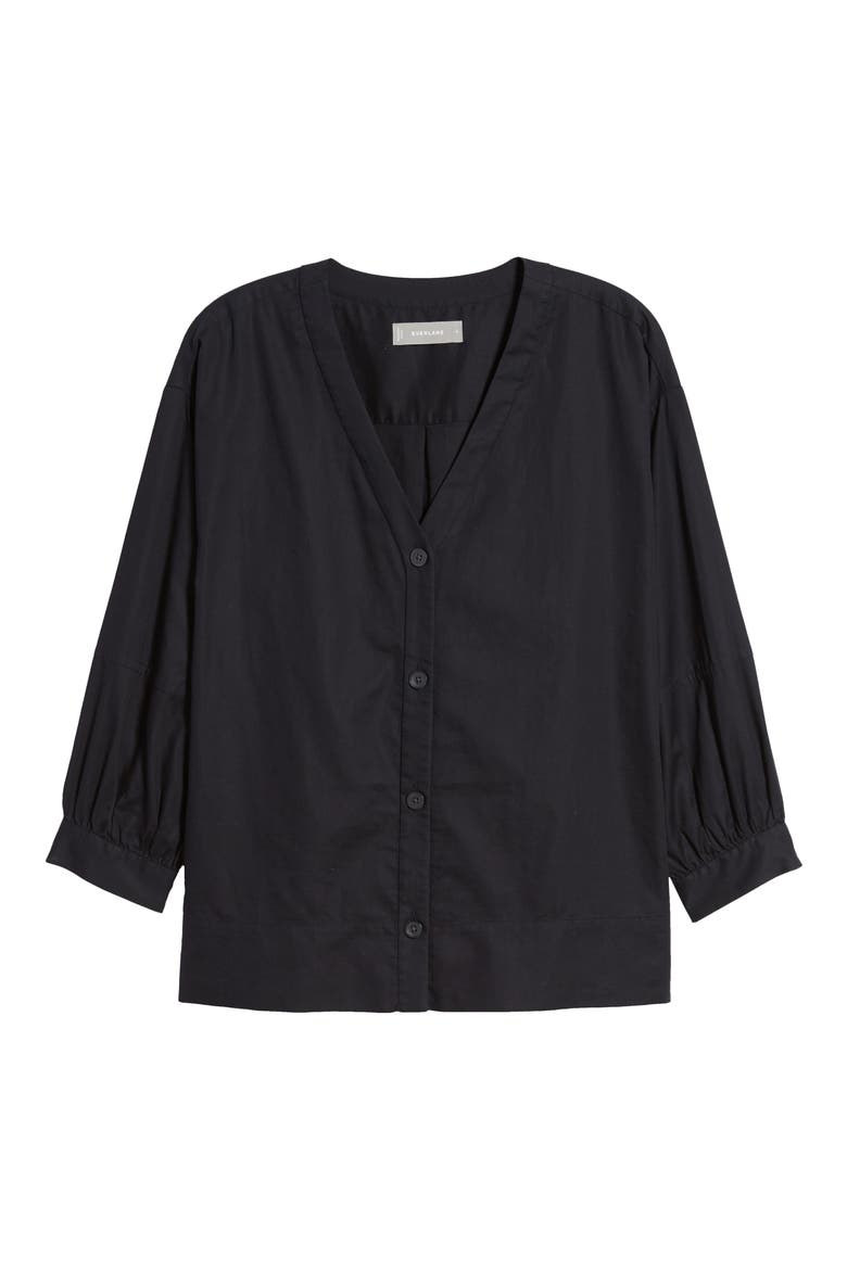 The Silky Cotton Lantern Top, Main, color, BLACK