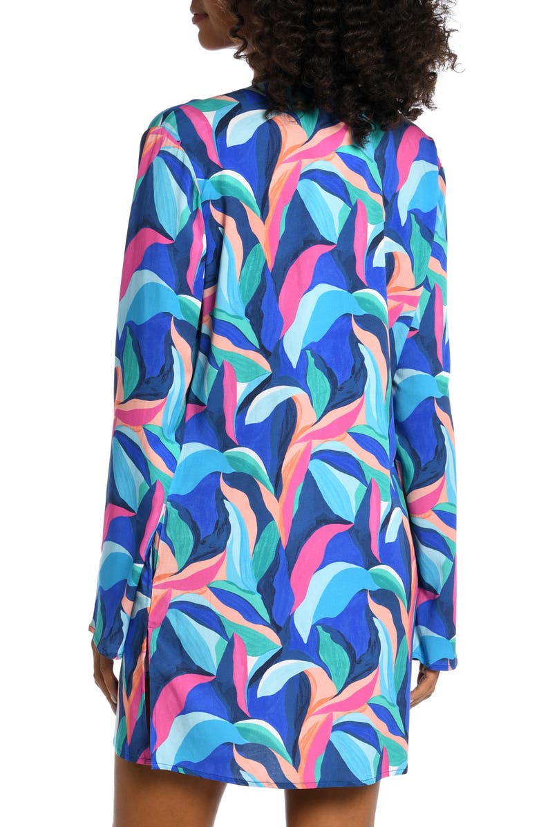 La Blanca Painted Lace-Up Cover-Up Tunic, Alternate, color,