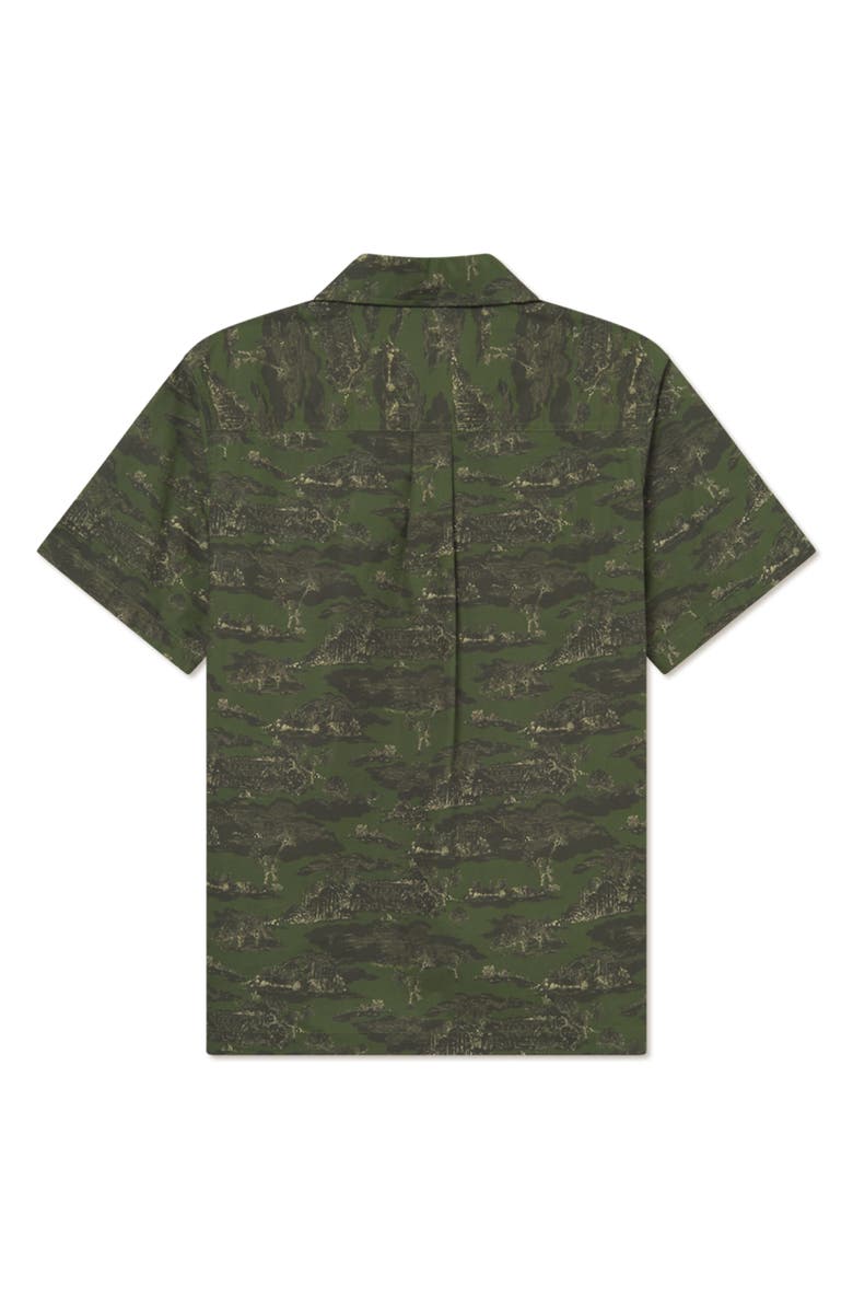 Les Deux Lesley Ruins Camp Shirt, Alternate, color, Chive Green/ Summer Melon