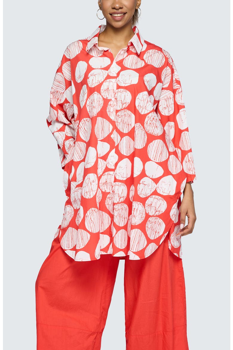 Niva Printed Poplin Shirt-Tunic, Alternate, color, Mandarin Print