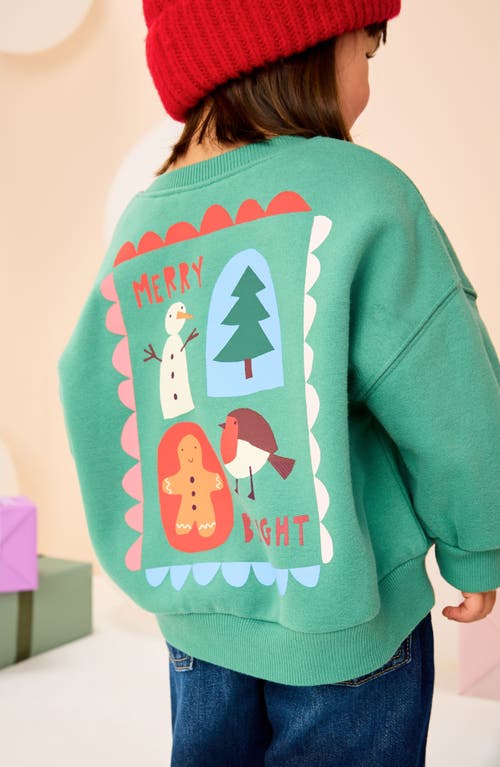 Next Kids' Christmas Cotton Blend Sweatshirt In Green