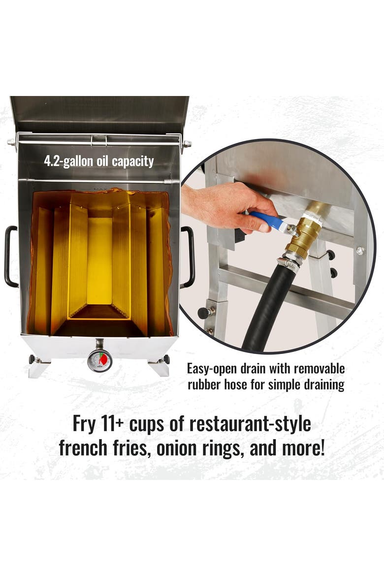 Outdoor 4-Gallon Propane Deep Fryer with Basket, 57000 BTU Outdoor Deep Fryer, Alternate, color, Silver