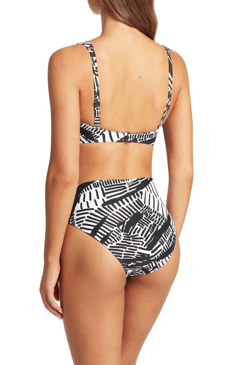 Retro High Waist Bikini Bottoms, Alternate, color, BLACK
