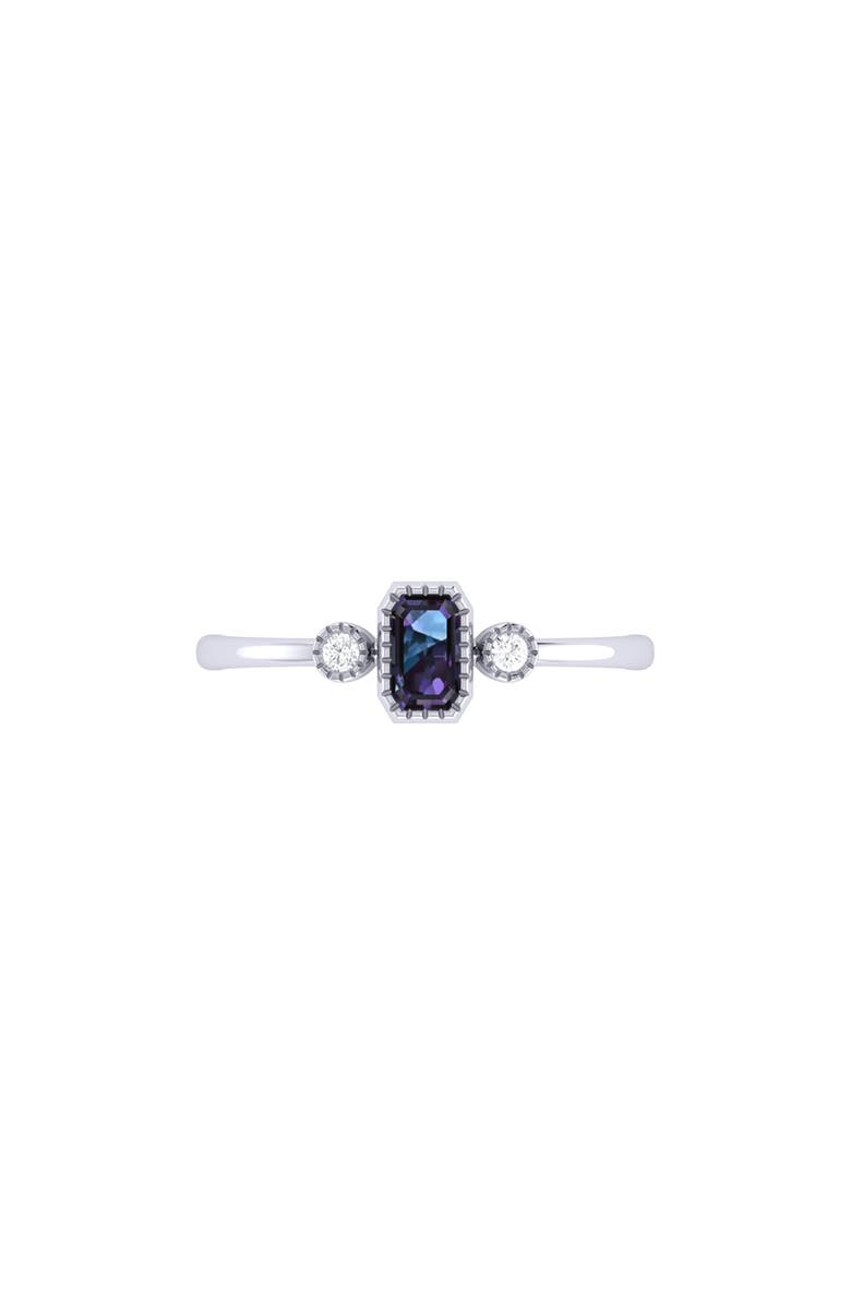 LuvMyJewelry Emerald Cut Alexandrite & Diamond Birthstone Ring in 14K Gold, Alternate, color, 
