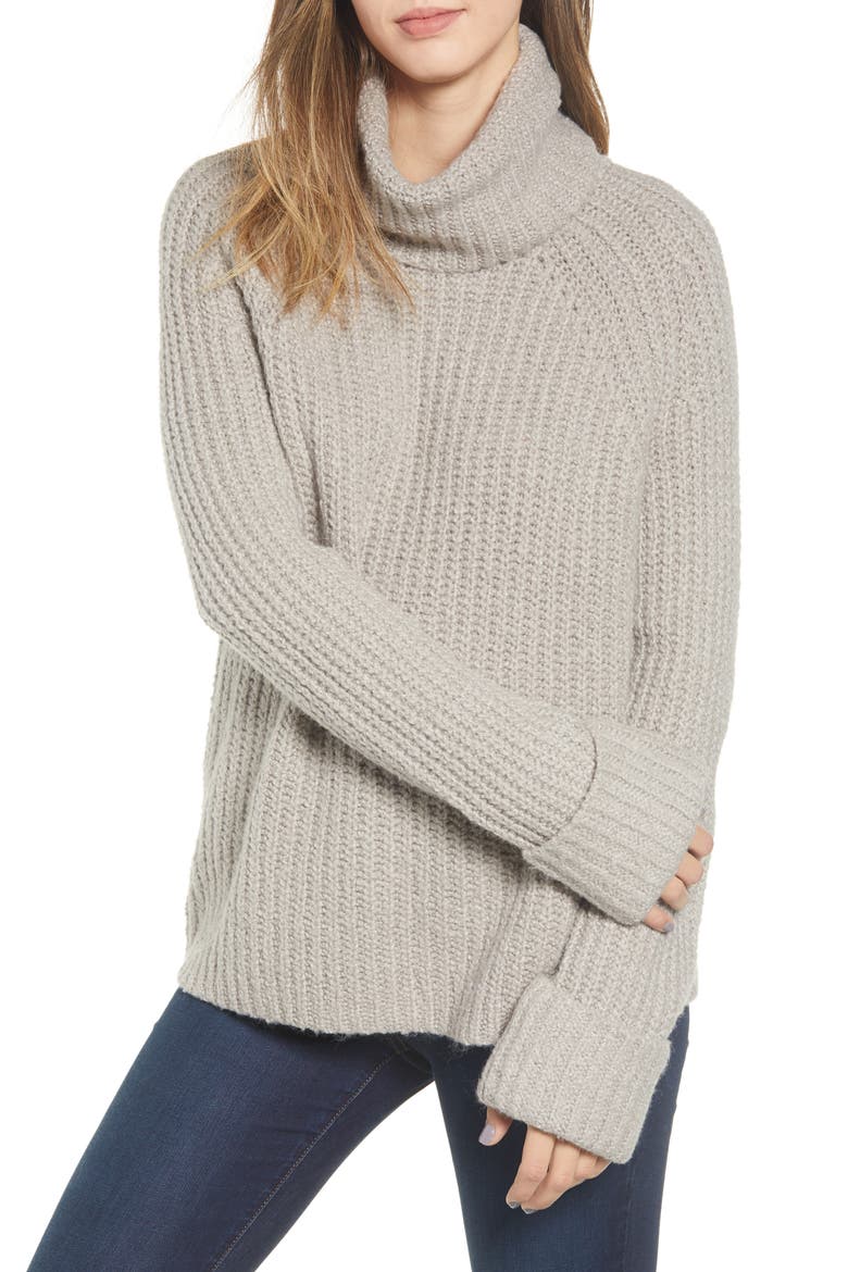 Cozy Turtleneck Sweater, Main, color, GREY PALOMA