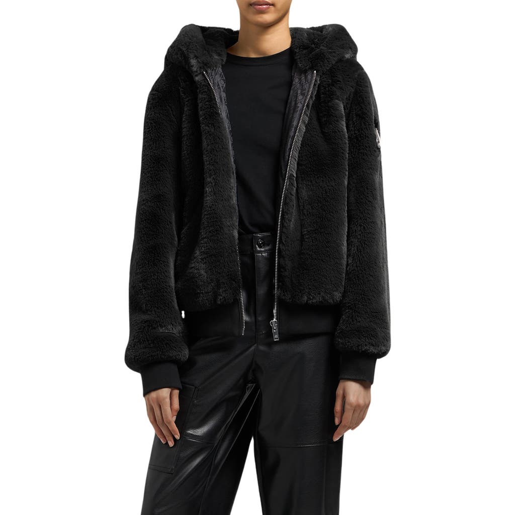 Moose Knuckles Portland Bunny Faux Fur Hooded Jacket In Black