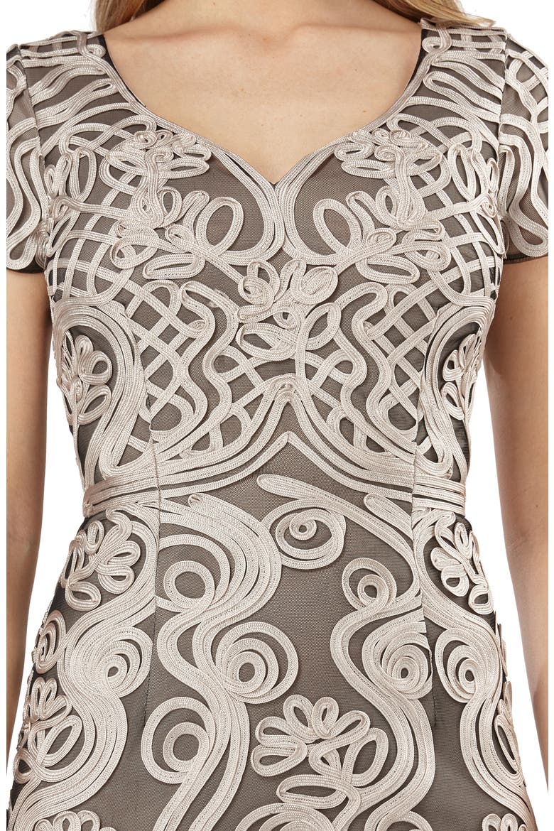 Soutache Mesh Sheath Dress, Alternate, color, OYSTER