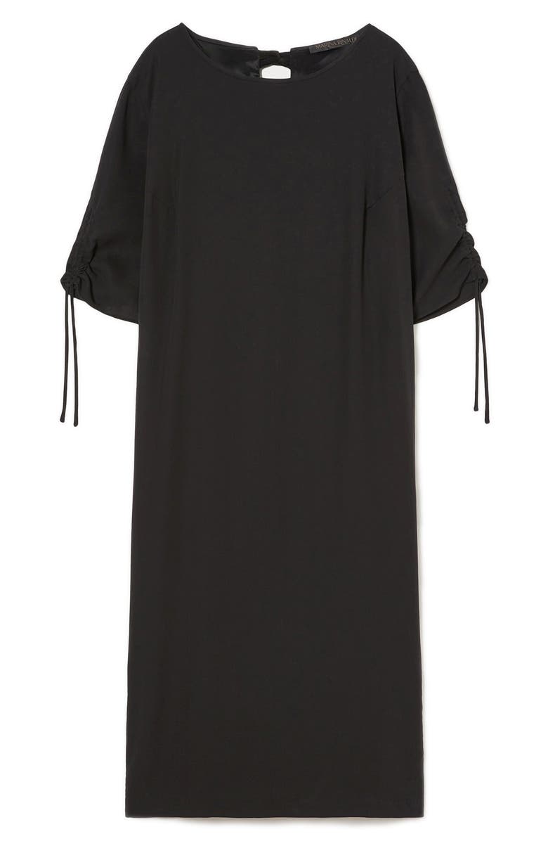 Marina Rinaldi Geode Ruched Sleeve Cotton Dress, Alternate, color, Black