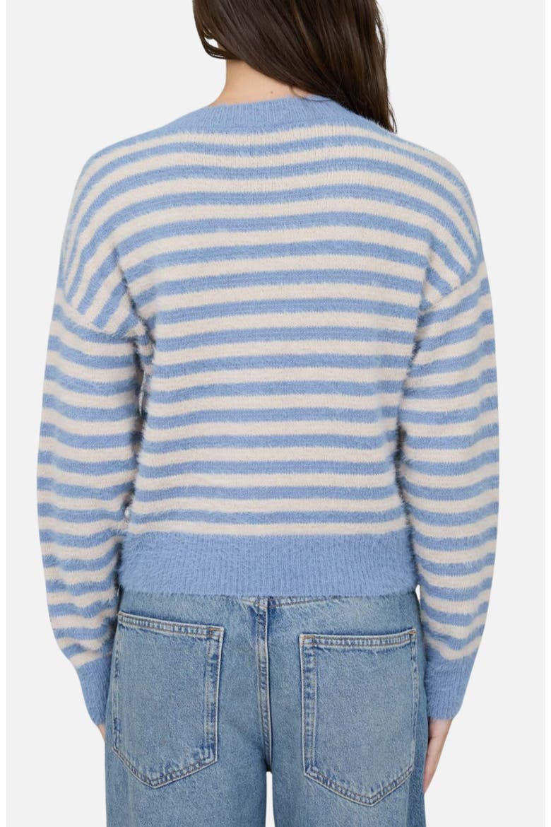 Striped Fuzzy Cardigan, Alternate, color, DUSTY BLUE