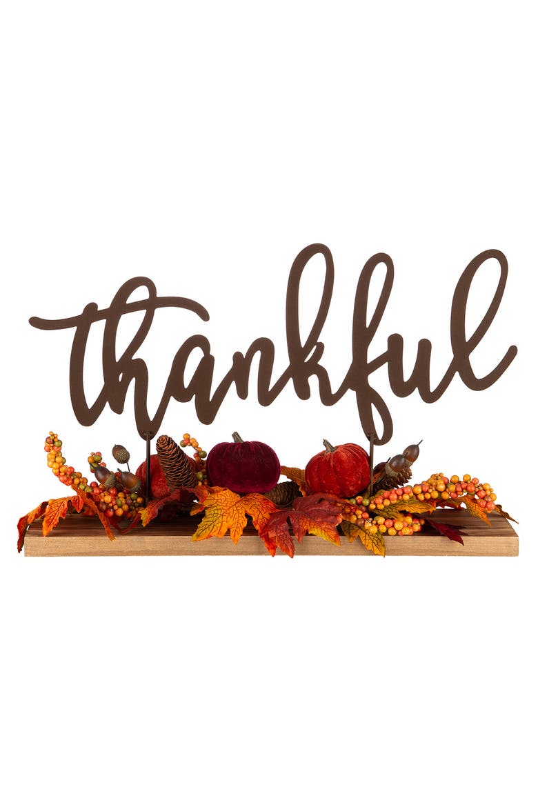 24"L Harvest Metal Sign Floral Center Piece, Alternate, color, Orange