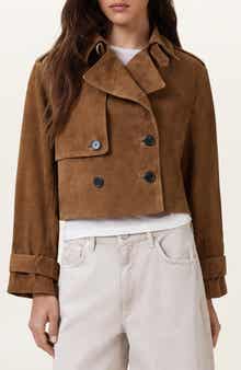 AllSaints Hendry Suede Crop Trench Coat
