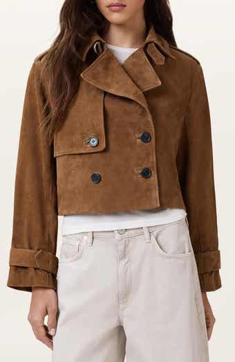 AllSaints Hendry Suede Crop Trench Coat