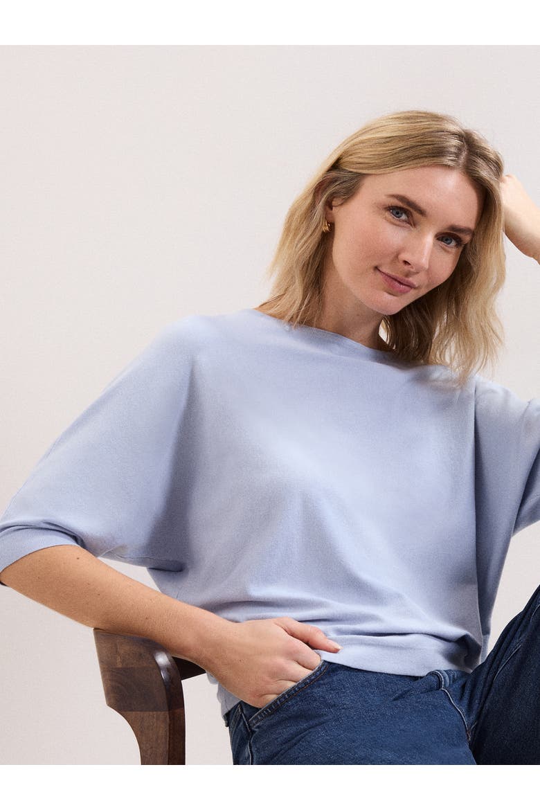 Cristine Batwing Boat-Neck Knit Jumper, Alternate, color, Blue