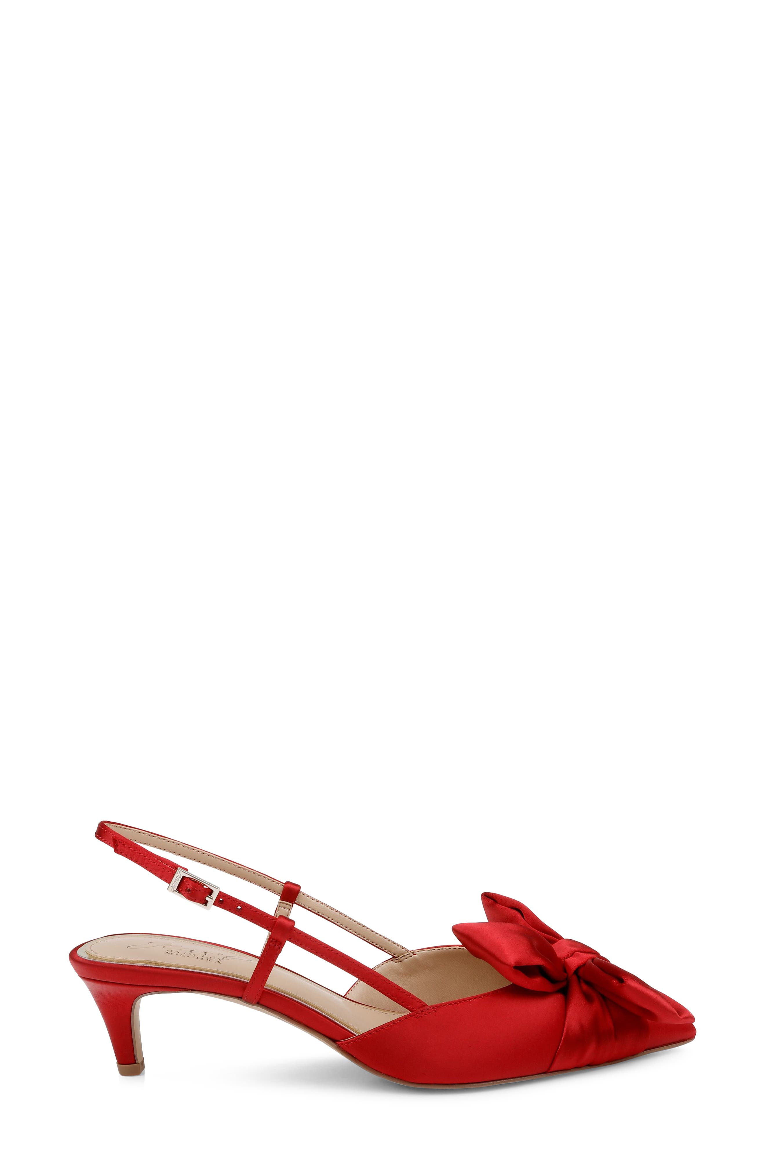 Jewel Badgley Mischka Shoshana Pointed Toe Slingback Pump, Alternate, color, Red Satin