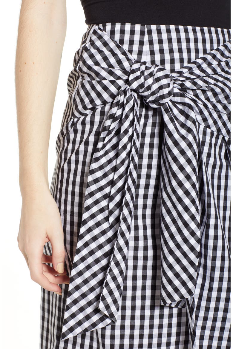 Gingham Tie Waist Skirt, Alternate, color, BLACK/ WHITE GINGHAM
