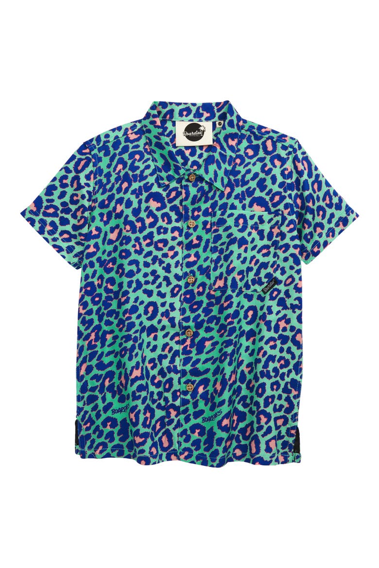 Kids' Leopard Print Button-Up Shirt, Main, color, MULTI