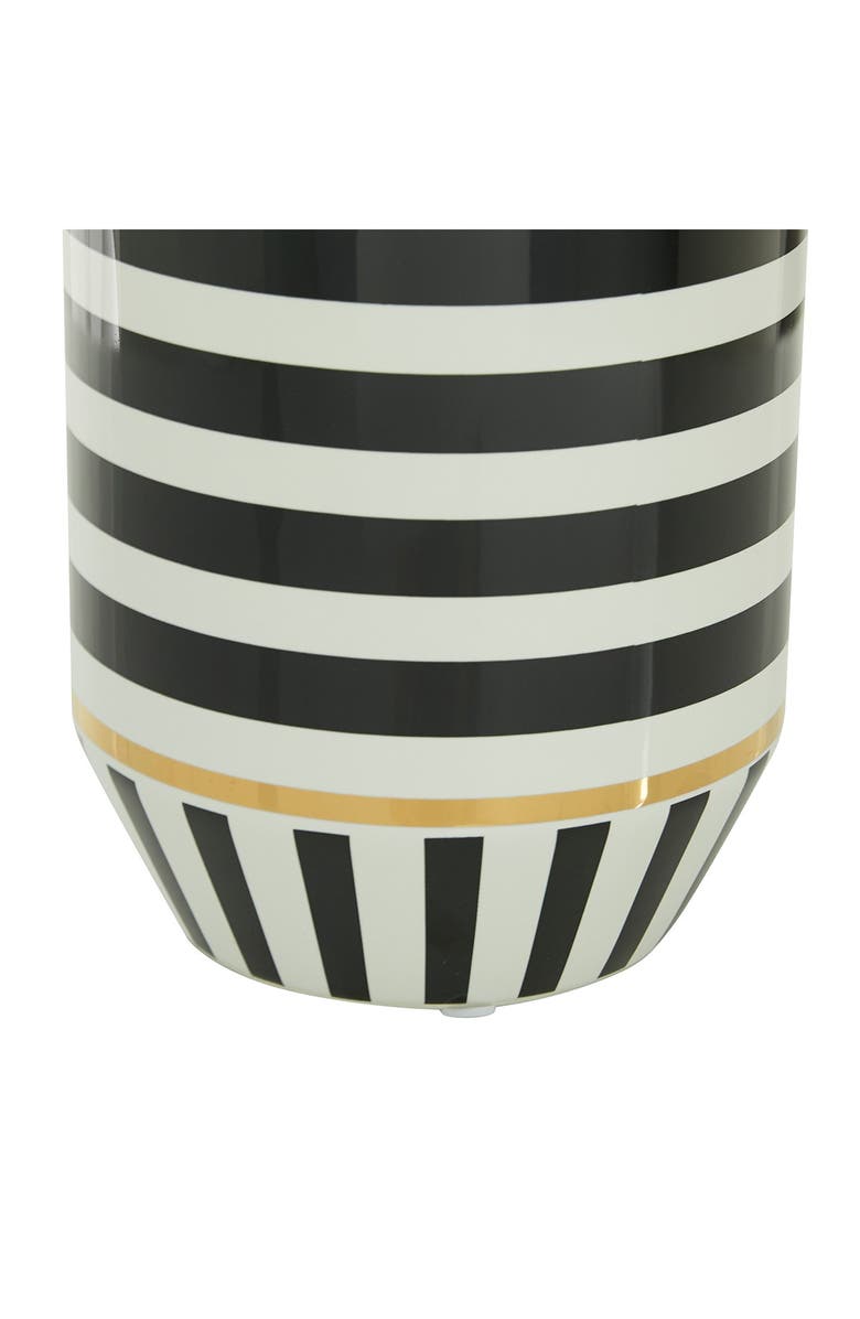GINGER BIRCH STUDIO Black Ceramic Striped Vase with Goldtone Accents, Alternate, color, 