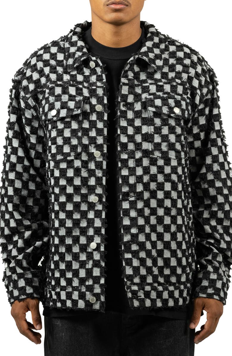 PLEASURES Curfew Checker Trucker Jacket, Main, color, 