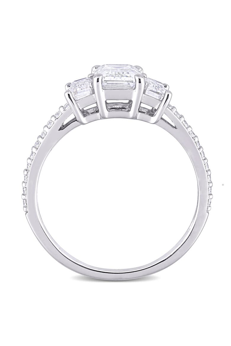 Moissanite 3-Stone Engagement Ring, Alternate, color, 10k White Gold