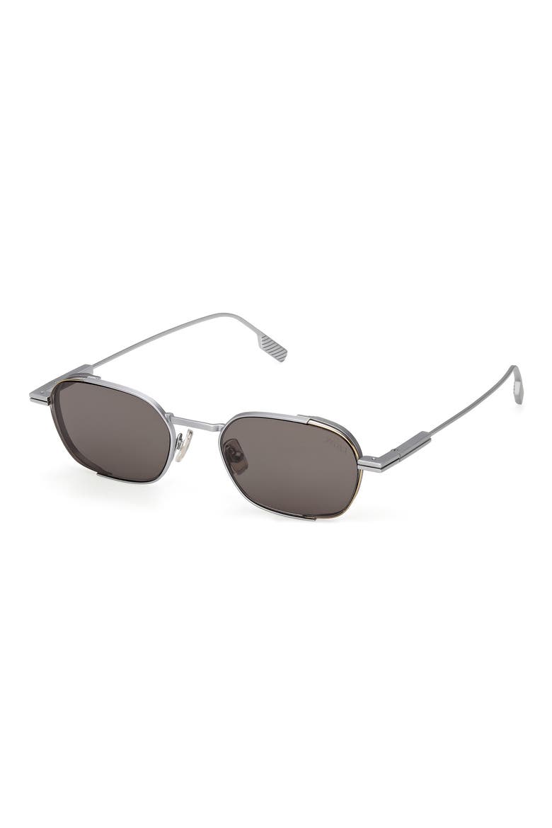 52mm Geometric Sunglasses, Alternate, color, PALLADIUM / SMOKE