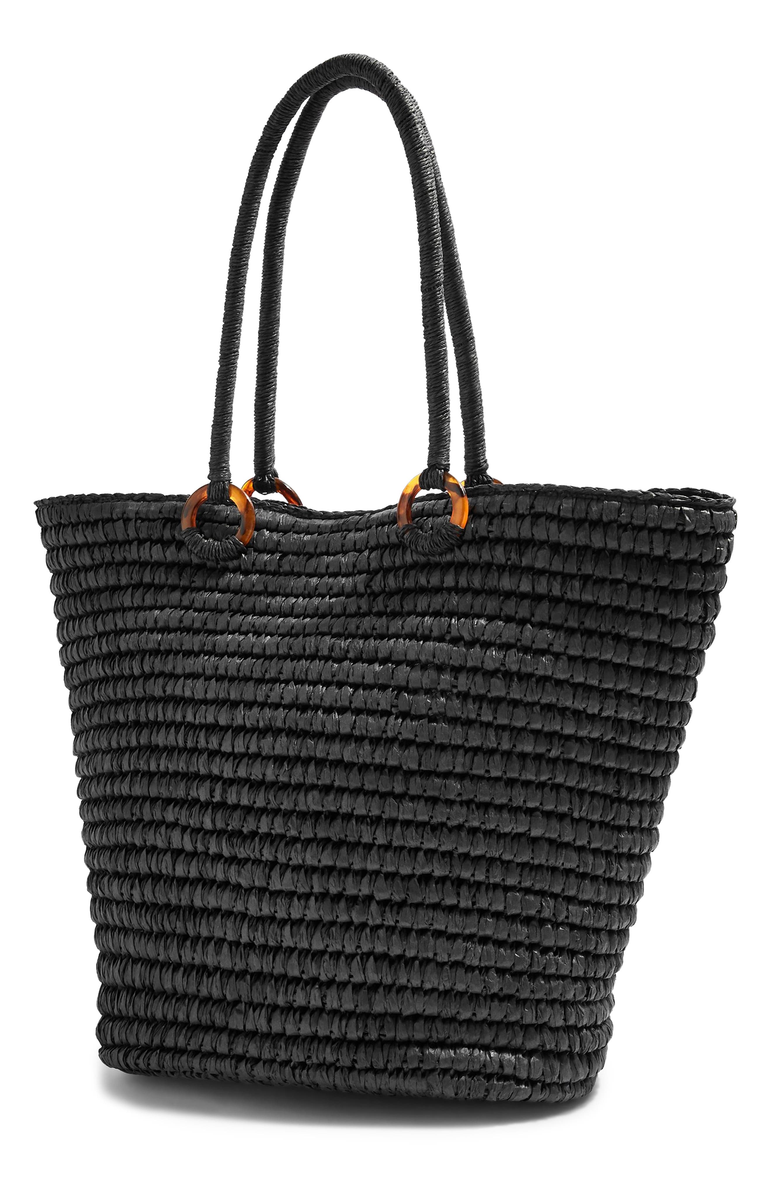 Topshop Franka Straw Ring Tote Bag, Alternate, color, 