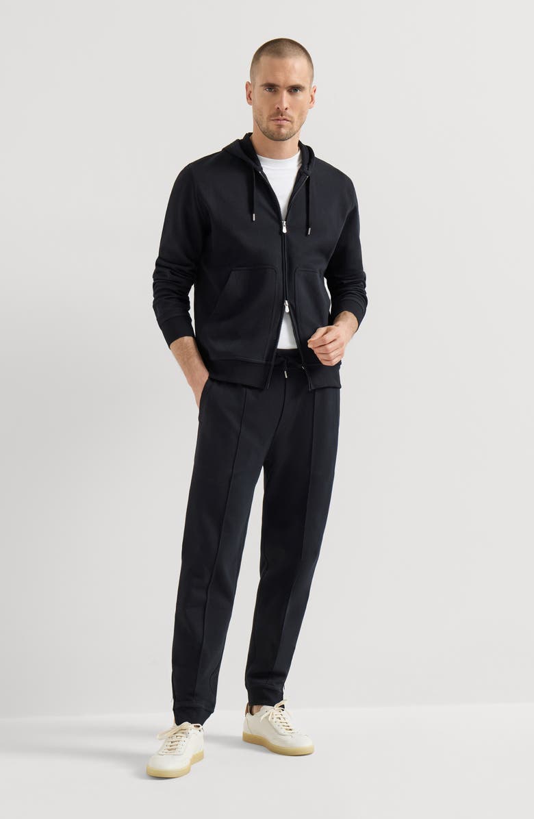 Brunello Cucinelli Hooded zip-up sweatshirt, Alternate, color, Black