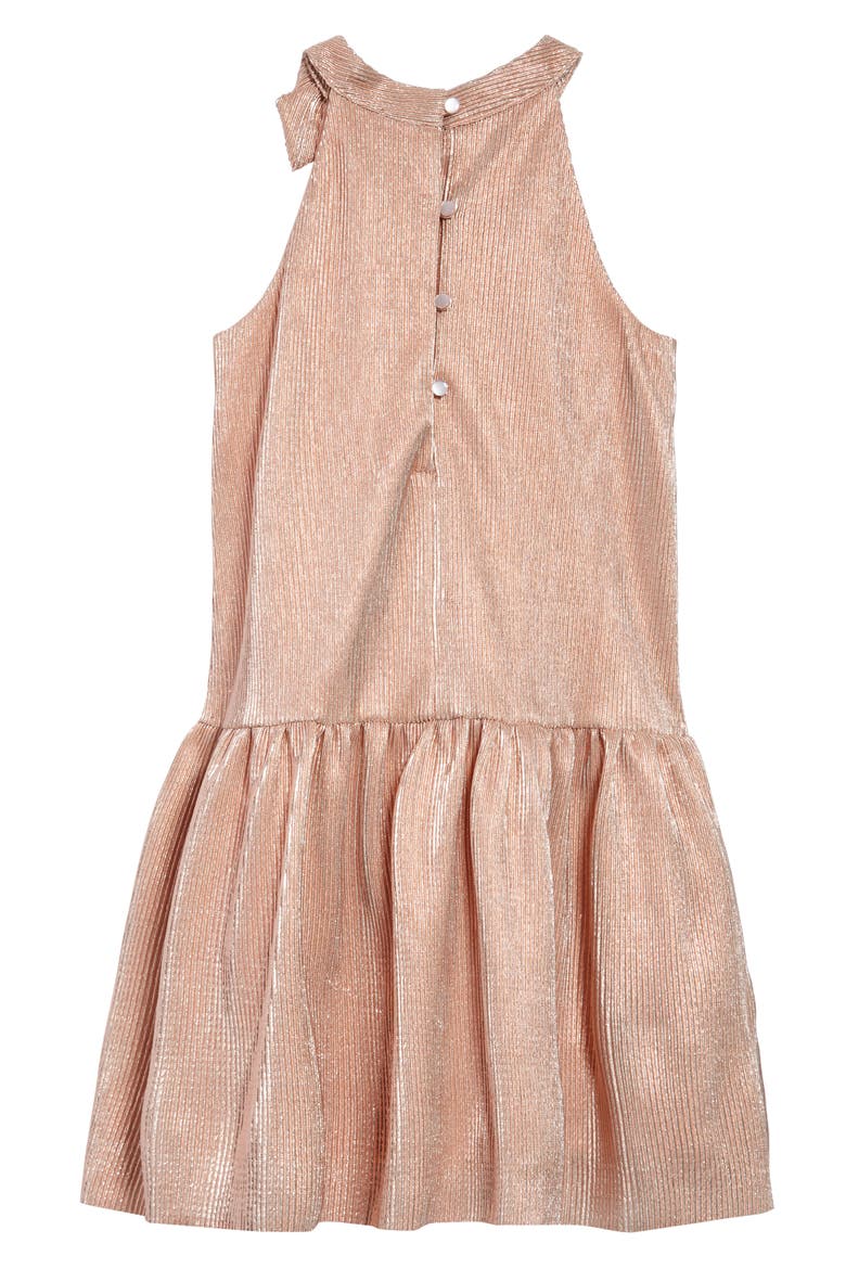 High Neck Bow Dropwaist Dress, Alternate, color, BLUSH