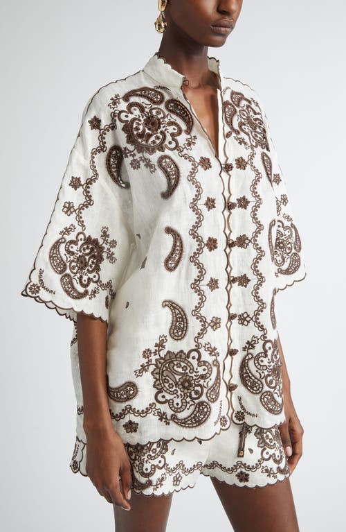 Shop Zimmermann Ascension Embroidered Linen Shirt