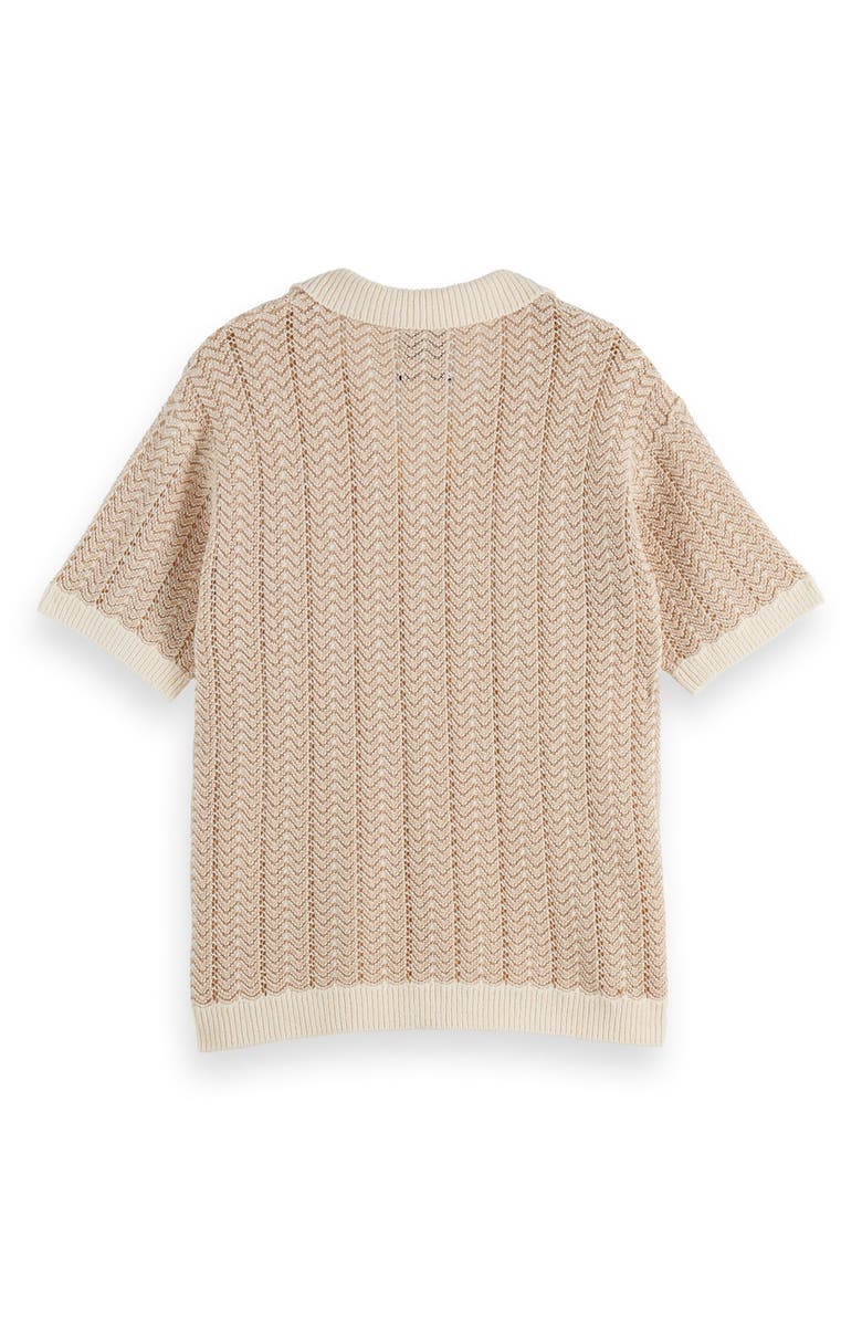 Scotch & Soda Open Knit Johnny Collar Polo Sweater, Alternate, color, Eggnog