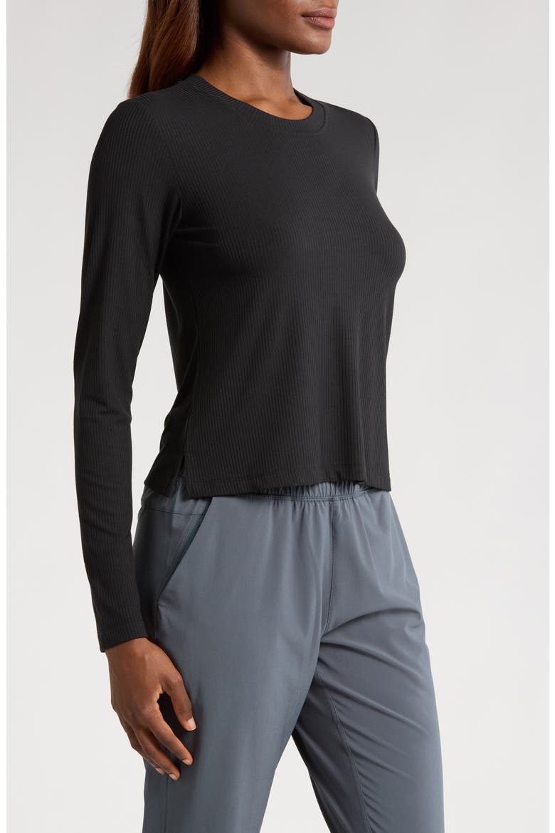 Long Sleeve Rib T-Shirt, Alternate, color, BLACK