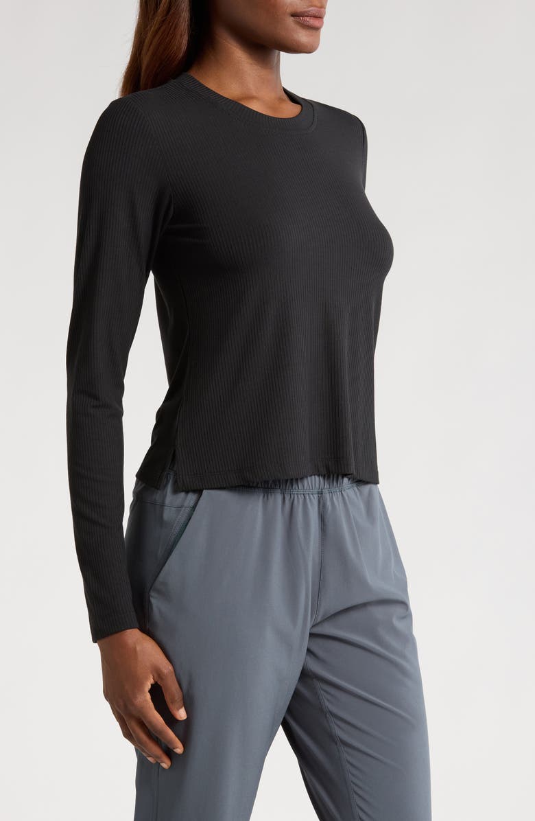 Free Fly Long Sleeve Rib T-Shirt, Alternate, color, Black