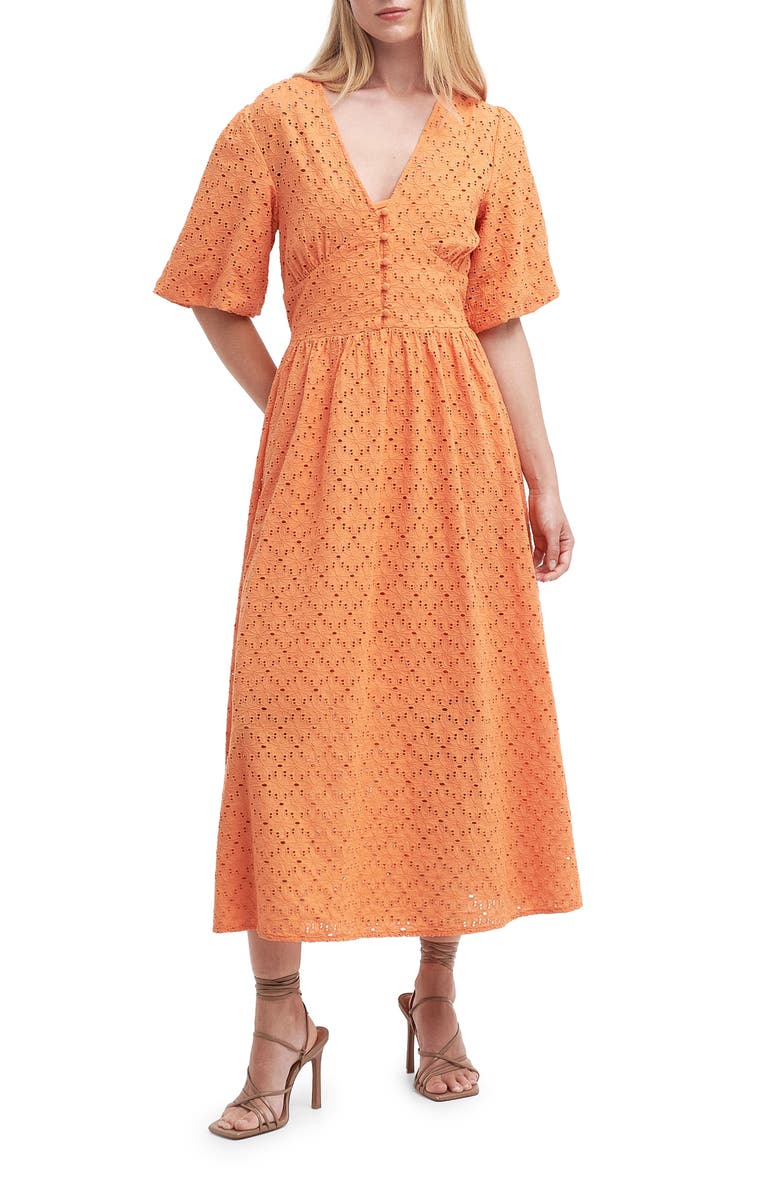 Barbour Kelley Eyelet Cotton Midi Dress, Main, color, 