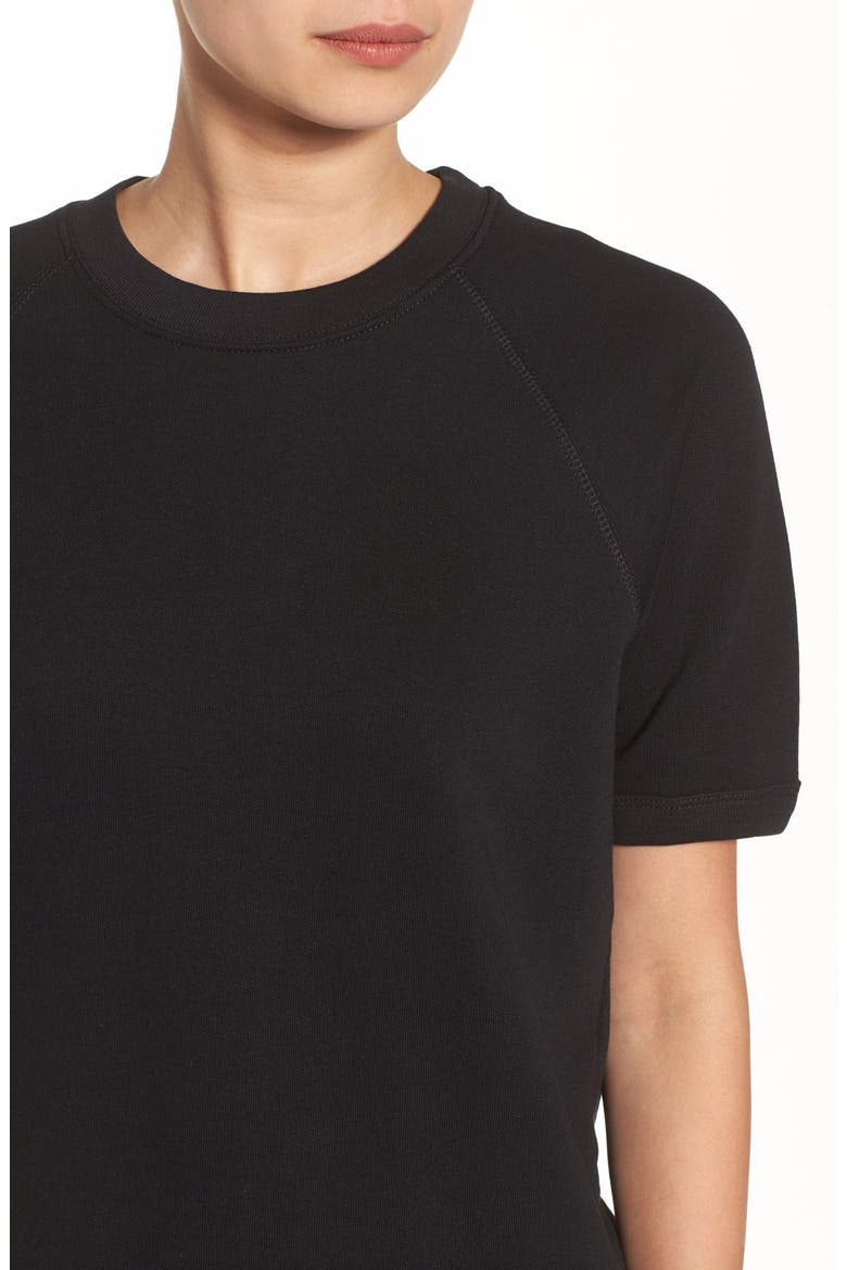 'Cara' Short Sleeve Sweatshirt, Alternate, color, BLACK