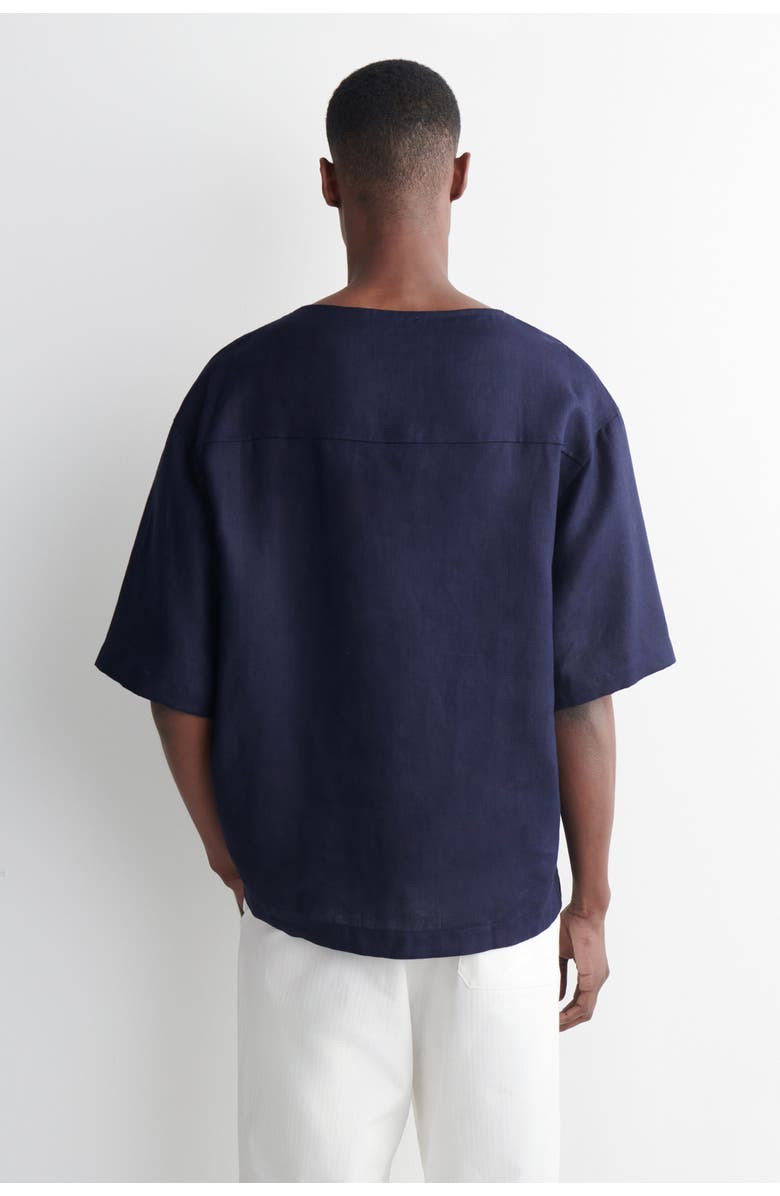 COS Boat-neck Linen T-shirt, Alternate, color, Navy