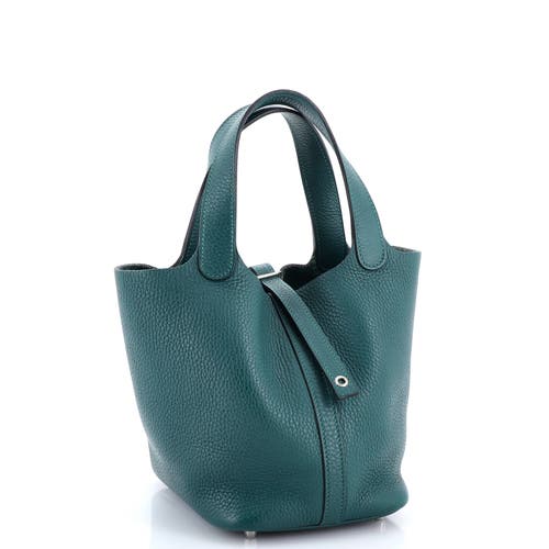 Pre-owned Hermes Hermes Picotin Lock Bag Clemence Pm In Green