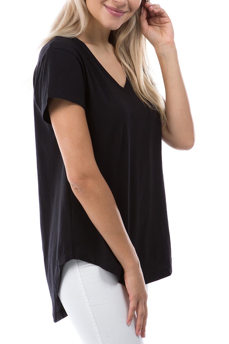 V-Neck High-Low T-Shirt, Alternate, color, BLACK
