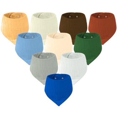 Muslin Baby Bandana Bibs, 10 Pack