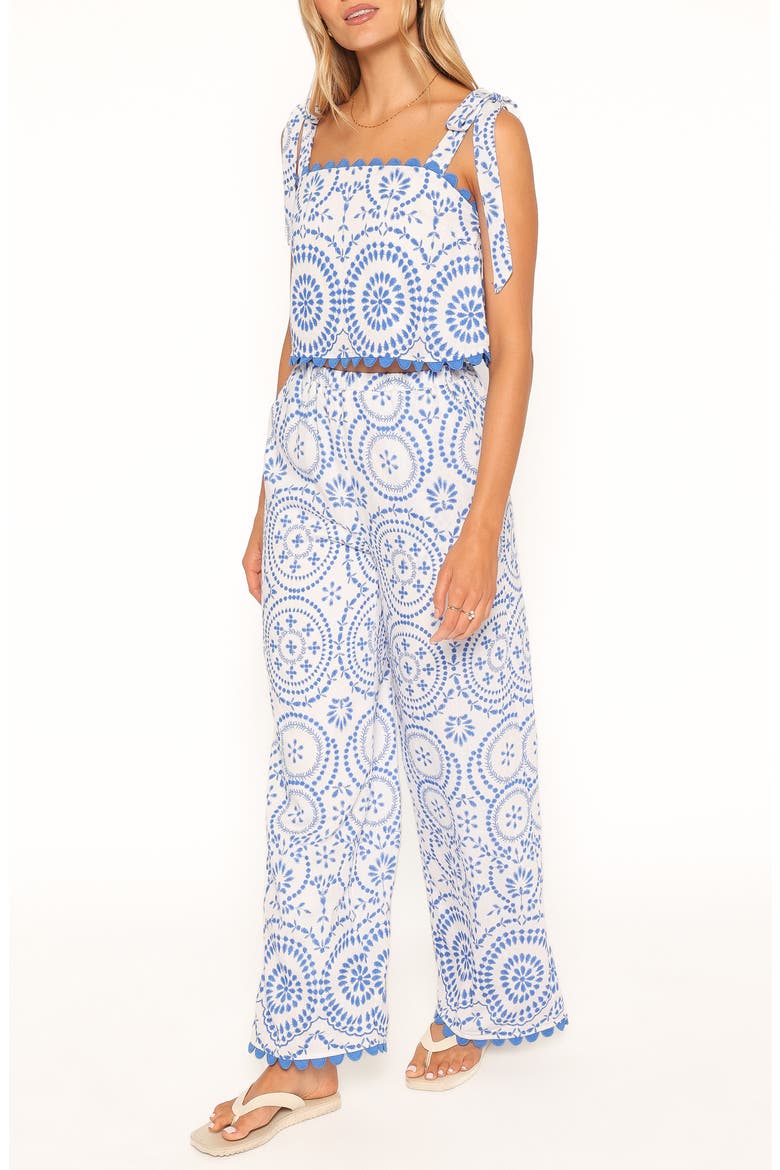 Felicia Tile Print Top & Pants Set, Alternate, color, BLUE TILE