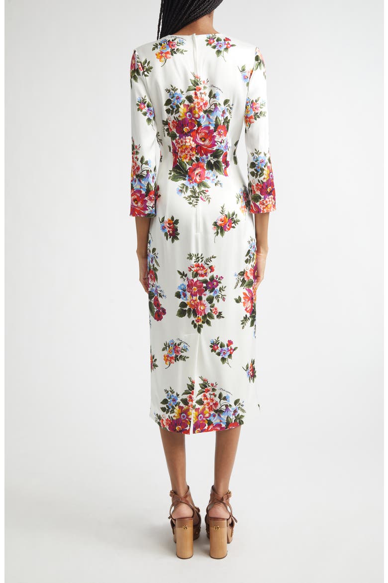 Floral Satin Midi Dress, Alternate, color, MAZZ.FIORI F.BIANCO