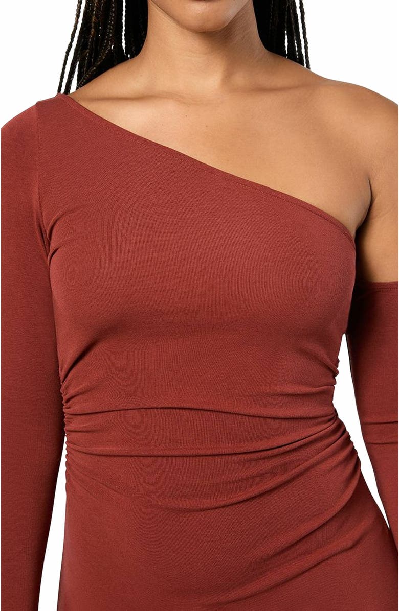 WeWoreWhat Long Sleeve Off Shoulder Dress, Alternate, color, Chestnut
