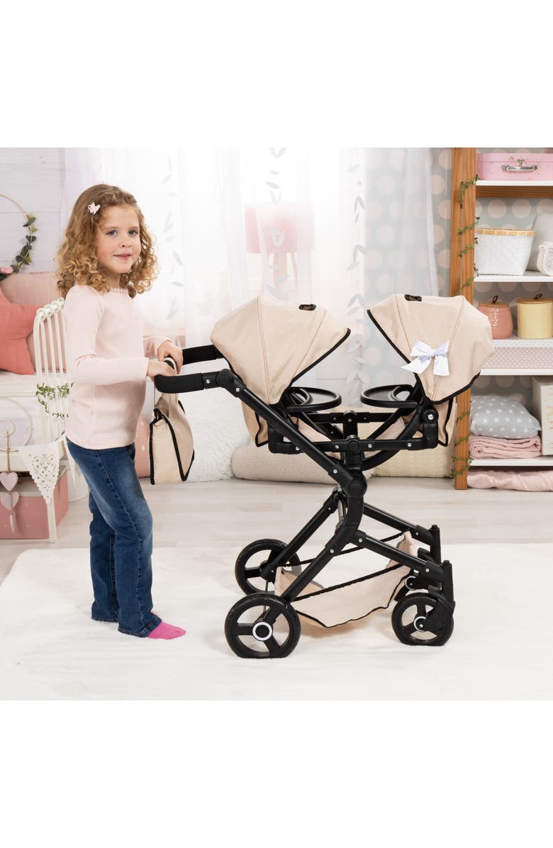 Bayer Design Doll Pram Twin Neo, Seats 2 Dolls Up to 18 Inches, Kid 3+, Alternate, color, Multicolored