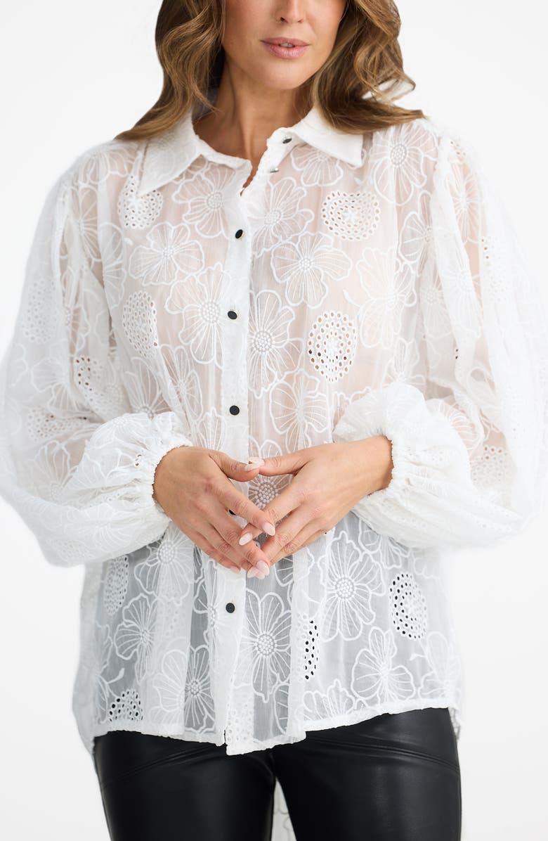 Brave+True Eden Eyelet Shirt, Alternate, color, White Floral