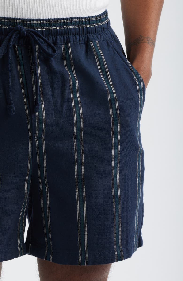 Les Deux Lawson Stripe Cotton Drawstring Shorts, Alternate, color, Dark Navy