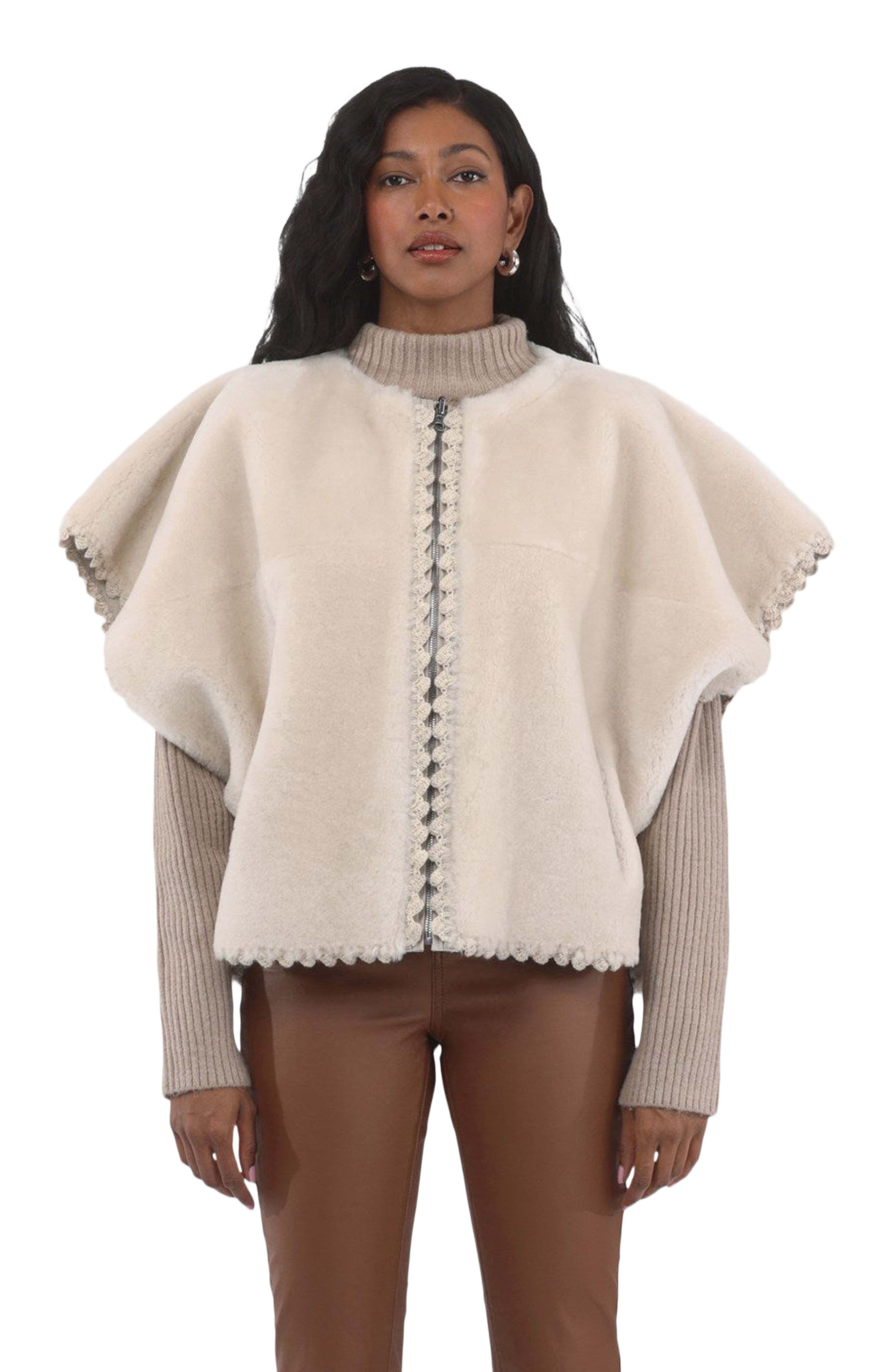 Reversible Collarless Genuine Shearling Jacket - image 3