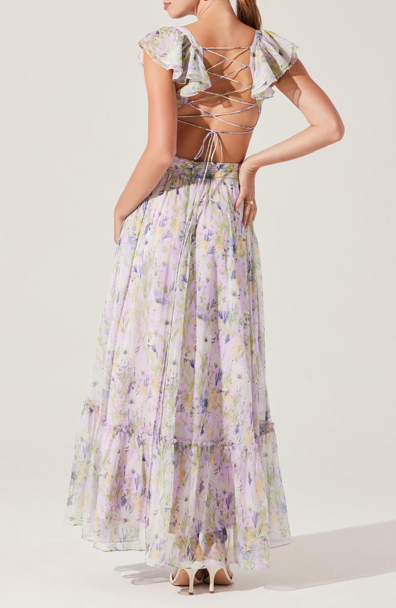 ASTR the Label Primrose Cutout Detail Maxi Dress, Alternate, color, Lavender Multi Floral
